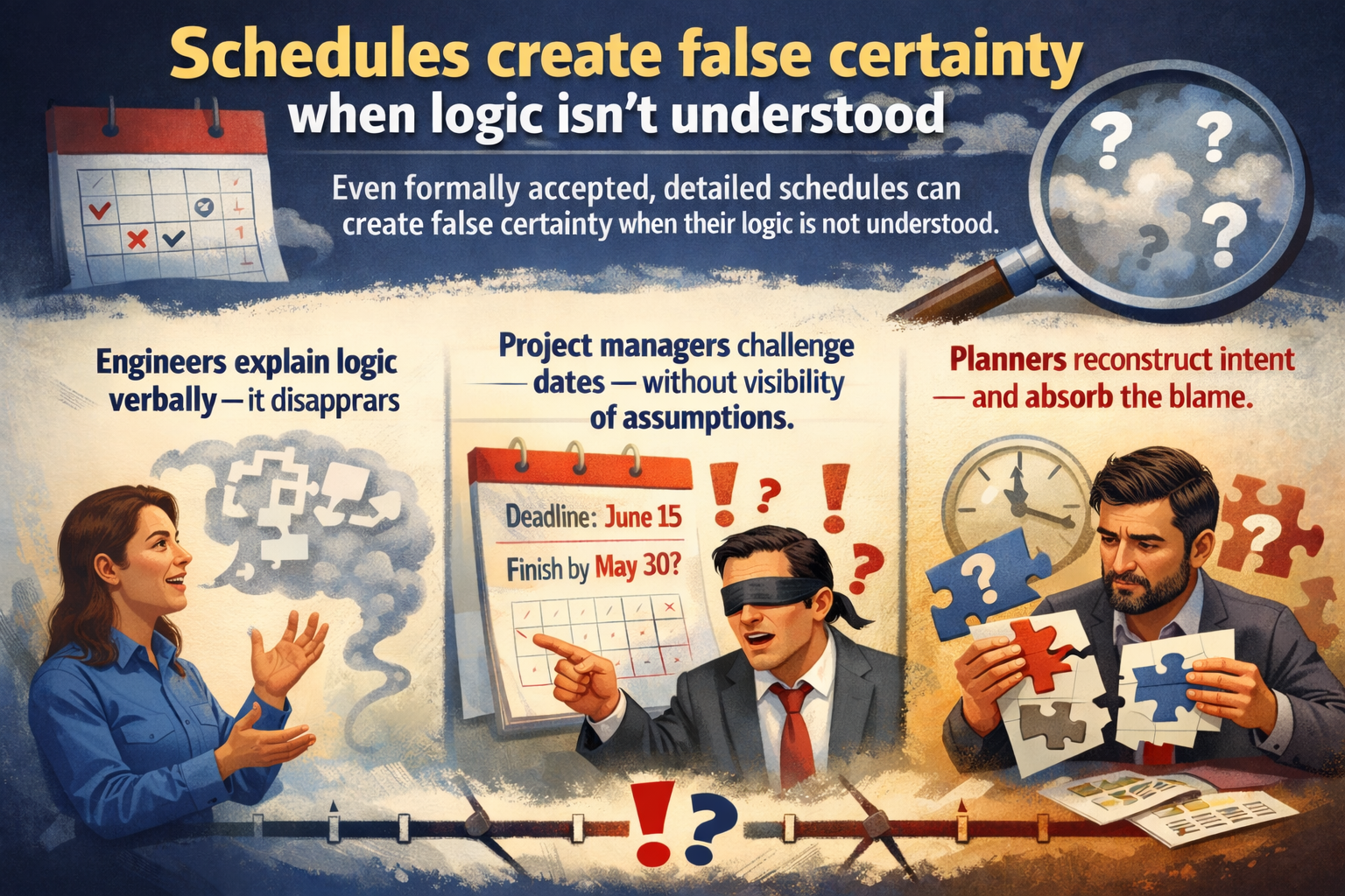 Loss of project logic between engineers, planners, and managers